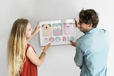 Magnetisk tegnetavle med motiv af glade dyr