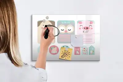 Magnetisk tegnetavle med motiv af glade dyr