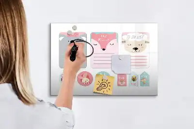 Magnetisk skrivetavle med glade bogmærker