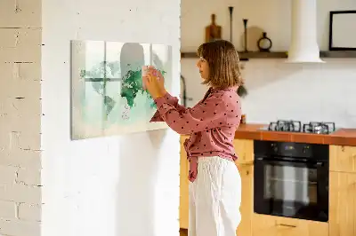 Magnetisk skrivetavle med motiv af akvarelverdenskort