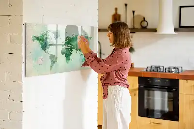 Magnetisk skrivetavle med motiv af akvarelverdenskort