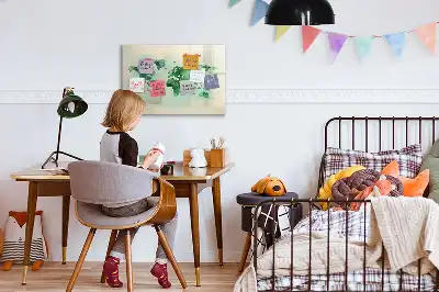 Magnetisk skrivetavle med motiv af akvarelverdenskort