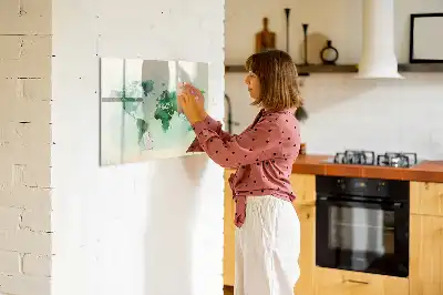 Magnetisk skrivetavle med motiv af akvarelverdenskort