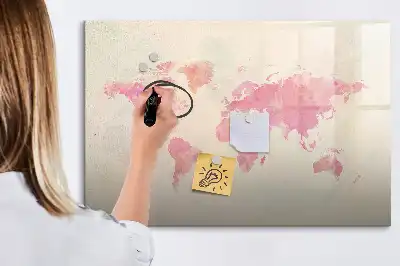 Magnetisk tegnetavle verdenskort med akvareldesign