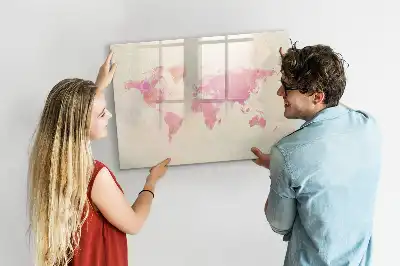Magnetisk tegnetavle verdenskort med akvareldesign