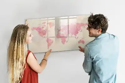 Magnetisk tegnetavle verdenskort med akvareldesign