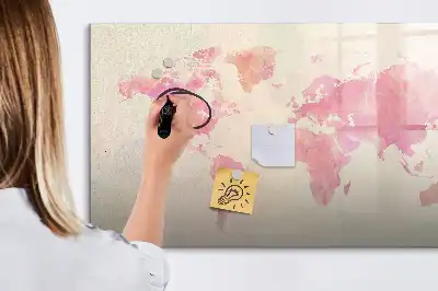 Magnetisk tegnetavle verdenskort med akvareldesign