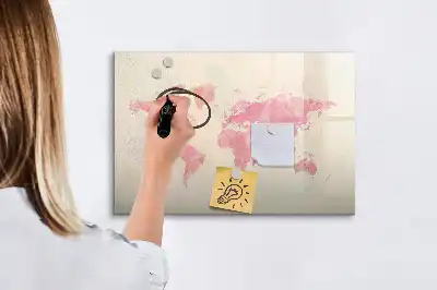 Magnetisk tegnetavle verdenskort med akvareldesign