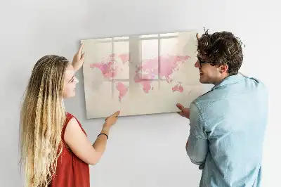 Magnetisk tegnetavle verdenskort med akvareldesign