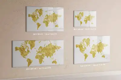 Magnetisk skrivetavle med motiv af gyldent verdenskort