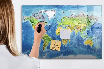 Magnetisk skrivetavle med verdenskort