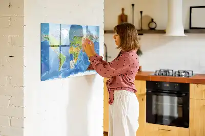 Magnetisk skrivetavle med verdenskort