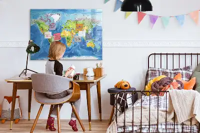 Magnetisk skrivetavle med verdenskort