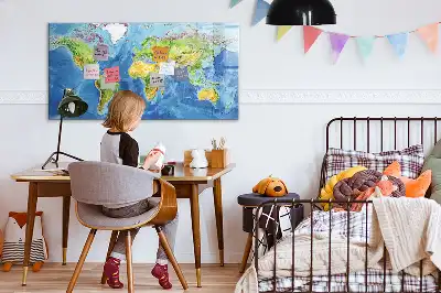 Magnetisk skrivetavle med verdenskort