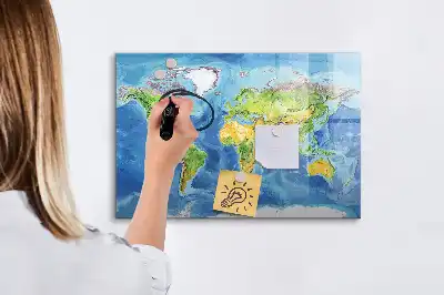 Magnetisk skrivetavle med verdenskort