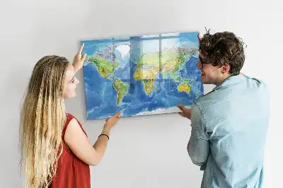 Magnetisk skrivetavle med verdenskort