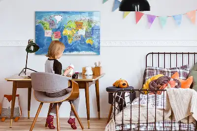 Magnetisk skrivetavle med verdenskort