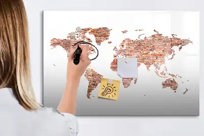Magnetisk tegnetavle med motiv af gammelt kort på mursten