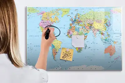 Magnetisk skrivetavle med verdenskort
