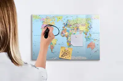 Magnetisk skrivetavle med verdenskort