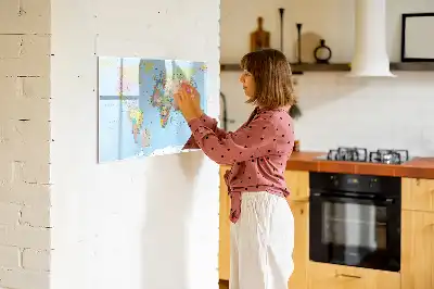 Magnetisk skrivetavle med verdenskort