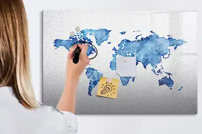 Magnetisk tegnetavle verdenskort med akvareldesign