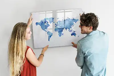 Magnetisk tegnetavle verdenskort med akvareldesign