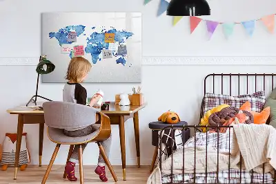 Magnetisk tegnetavle verdenskort med akvareldesign