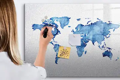 Magnetisk tegnetavle verdenskort med akvareldesign