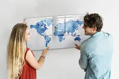 Magnetisk tegnetavle verdenskort med akvareldesign