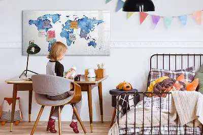 Magnetisk tegnetavle verdenskort med akvareldesign