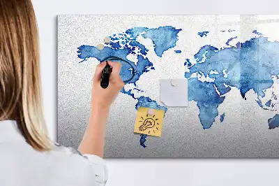 Magnetisk tegnetavle verdenskort med akvareldesign