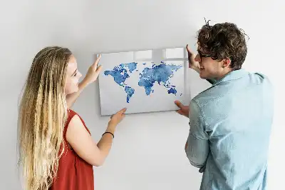 Magnetisk tegnetavle verdenskort med akvareldesign