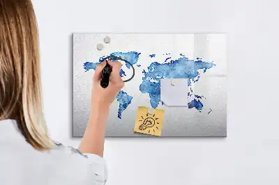 Magnetisk tegnetavle verdenskort med akvareldesign