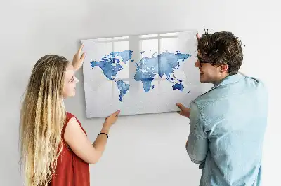 Magnetisk tegnetavle verdenskort med akvareldesign