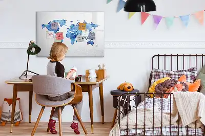 Magnetisk tegnetavle verdenskort med akvareldesign