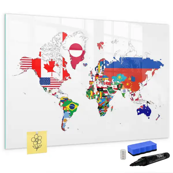 Magnetisk skrivetavle med motiv af nationalflag