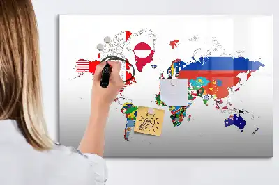Magnetisk skrivetavle med motiv af nationalflag