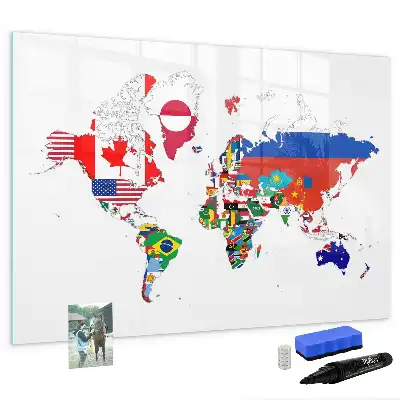 Magnetisk skrivetavle med motiv af nationalflag