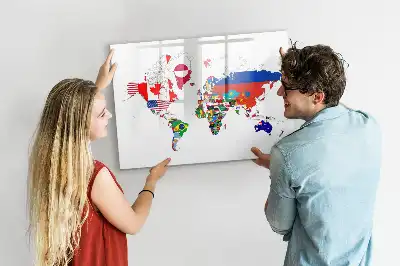 Magnetisk skrivetavle med motiv af nationalflag