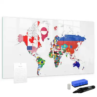 Magnetisk skrivetavle med motiv af nationalflag