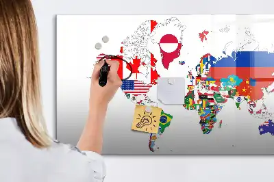 Magnetisk skrivetavle med motiv af nationalflag