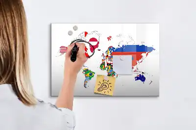 Magnetisk skrivetavle med motiv af nationalflag