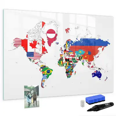 Magnetisk skrivetavle med motiv af nationalflag