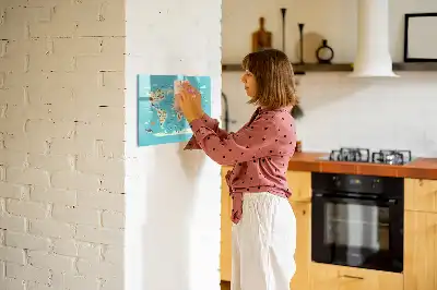 Magnetisk skrivetavle med motiv af verdenskort med dyr