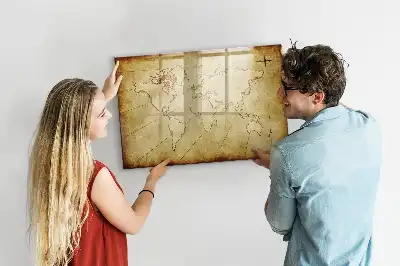 Magnetisk tegnetavle med motiv af gammelt verdenskort