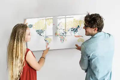 Magnetisk skrivetavle med landenavne