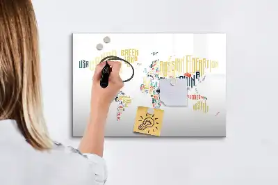 Magnetisk skrivetavle med landenavne