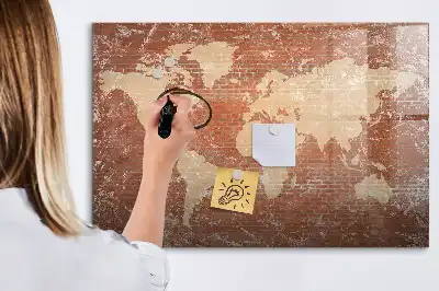 Magnetisk verdenskorttavle til at tegne på med murstensprint