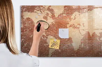 Magnetisk verdenskorttavle til at tegne på med murstensprint